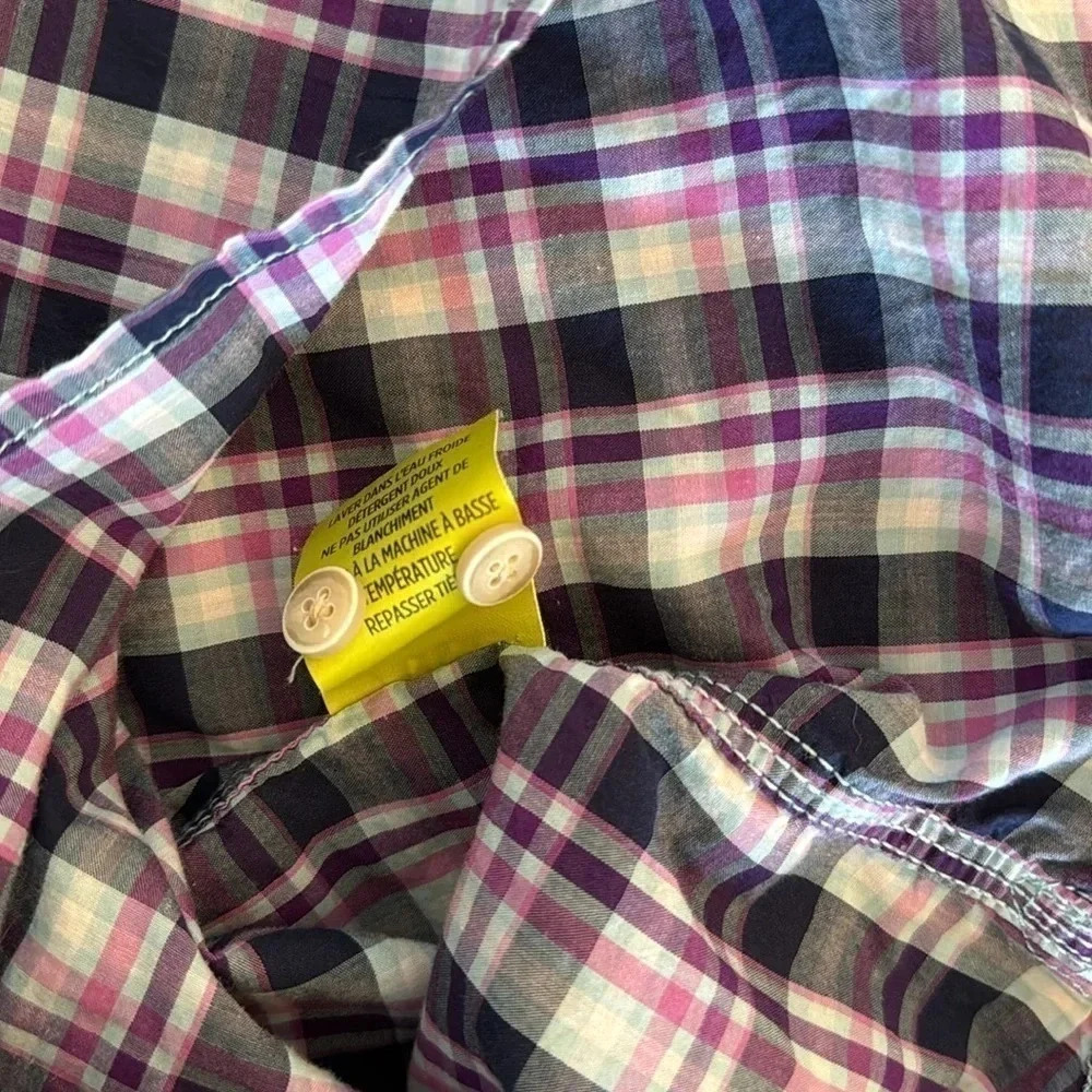Robert Graham Purple Plaid Men's Cotton Button Down Short Sleeve Shirt Size L - Picture 10 of 11